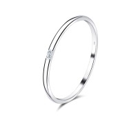 Plain Shaped Little Crystal Silver Ring NSR-4084